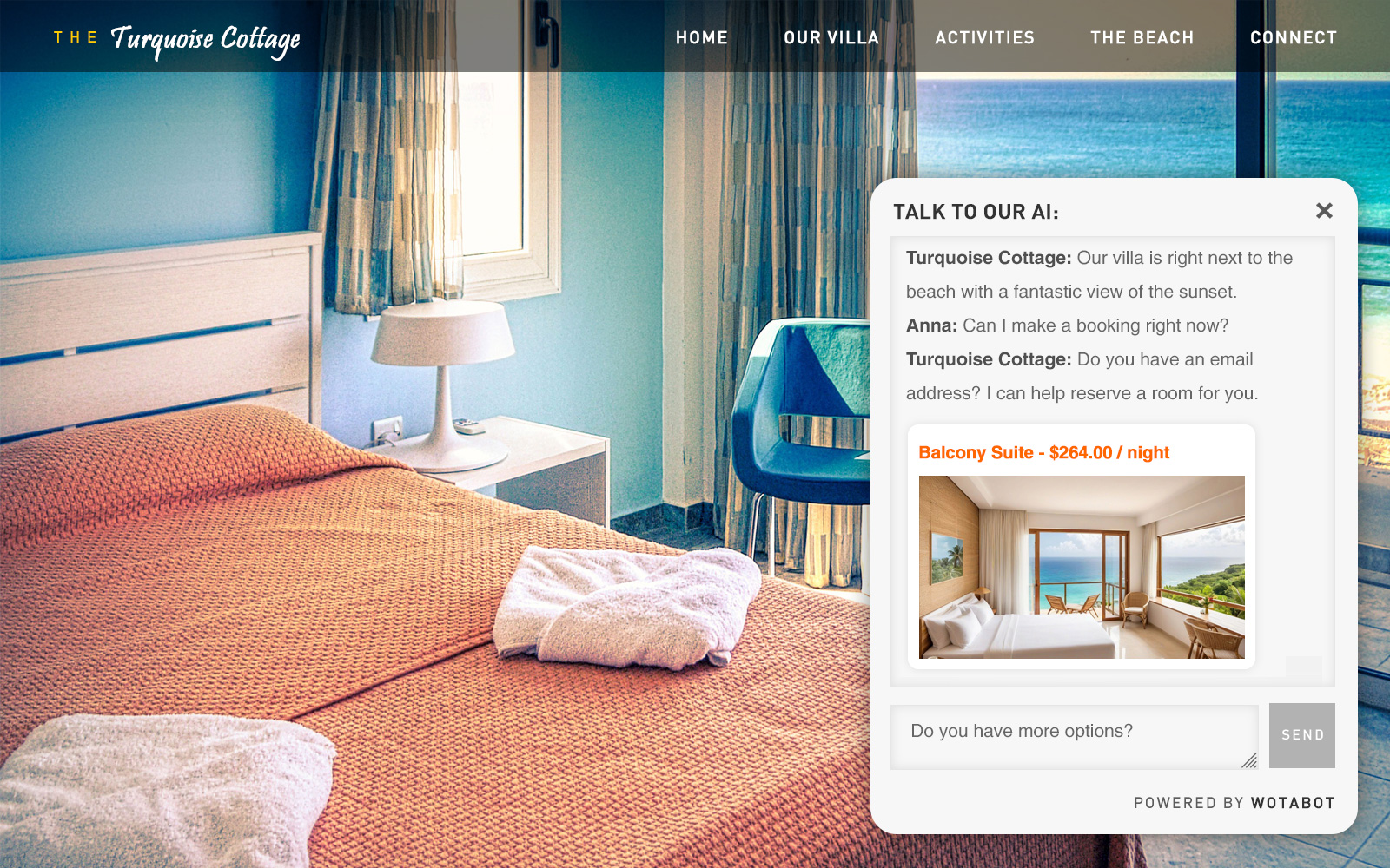 make a chatbot for your bed and breakfast