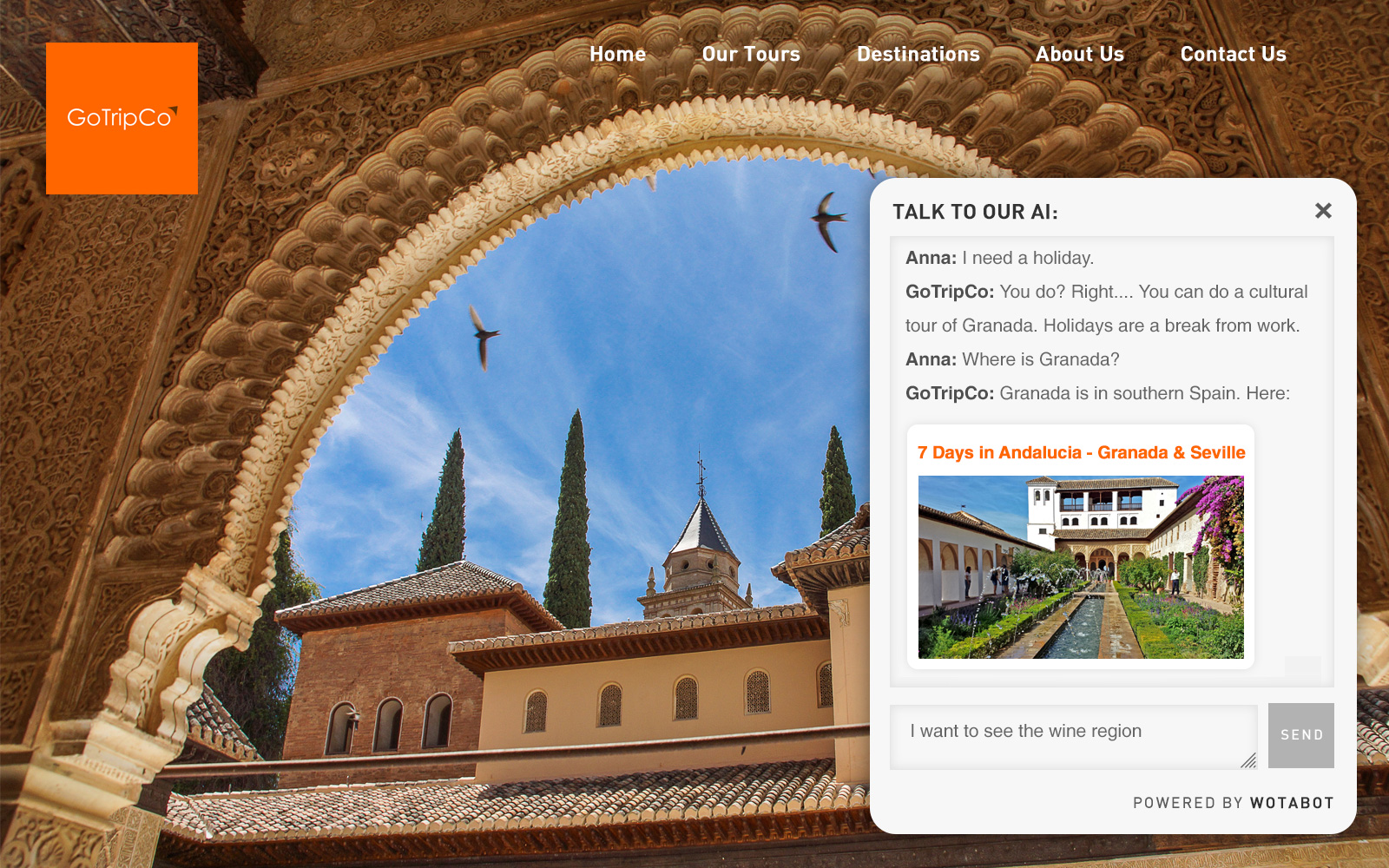 make a travel chatbot for your website